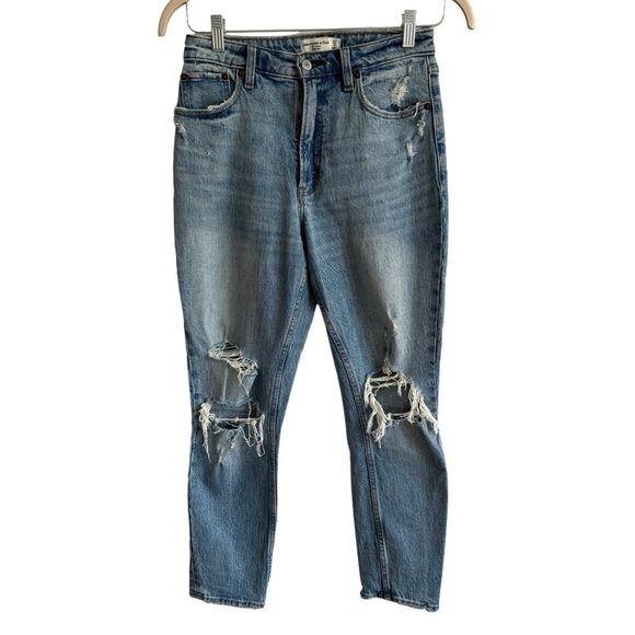 Abercrombie & Fitch The Skinny High Rise Distressed Jeans, Size 27/4 - Picture 1 of 7
